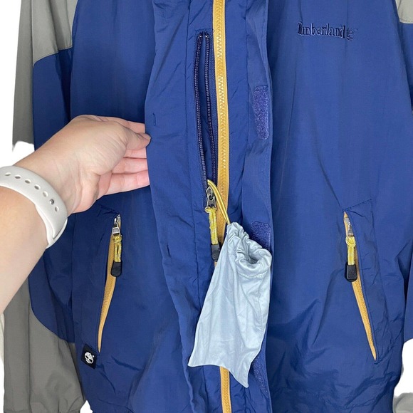 Timberland Mens Weather Gear Long Sleeve Jacket Blue Size S Hooded Rain Gear - Picture 7 of 12